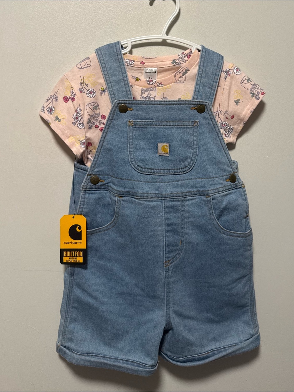Carhartt Light Blue Denim Shortall Overalls for Kids
